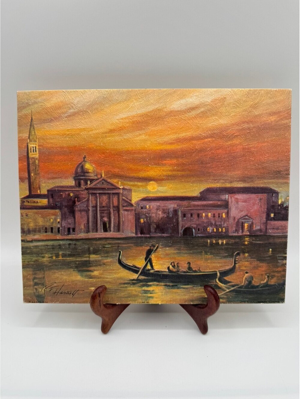 Vtg Venetian Scene Harnett Textured Lithograph Gellman Print Italy Gondola 8x10
